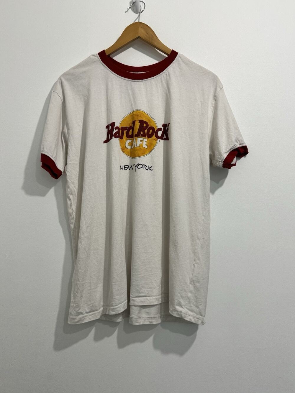 Hard Rock Cafe New York Heritage 1971 Born in London Ringer T-Shirt L #1095